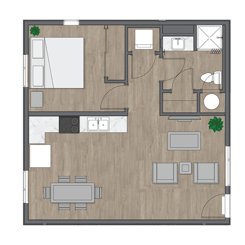 1B x 1B 2nd Ave Commons Floor Plan at SECOND AVE COMMONS | BRAND-NEW, Arizona